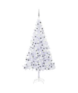 Set Albero Natale Artificiale con LED e Palline L 240 cm Bianco