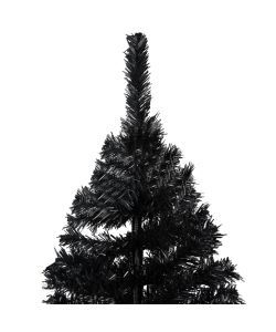 Set Albero Natale Artificiale con LED e Palline Nero 240 cm PVC