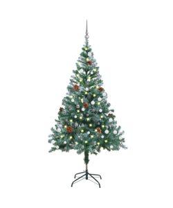 Set Albero Natale Satinato con LED Palline e Pigne 150 cm