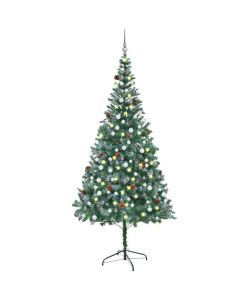 Set Albero Natale Artificiale con LED Palline e Pigne 210 cm