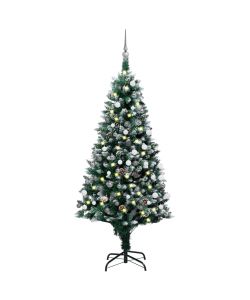Set Albero Natale Artificiale con LED Palline e Pigne 180 cm