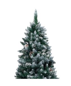 Set Albero Natale Artificiale con LED Palline e Pigne 180 cm