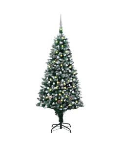 Set Albero Natale Artificiale con LED Palline e Pigne 210 cm