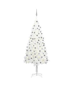 Set Albero Natale Artificiale con LED e Palline Bianco 210 cm
