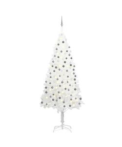 Set Albero Natale Artificiale con LED e Palline Bianco 240 cm
