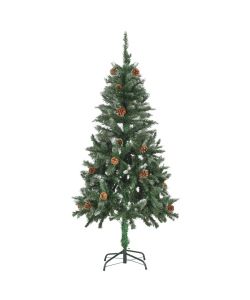 Albero di Natale Artificiale con Luci a LED e Pigne 150 cm
