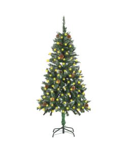 Albero di Natale Artificiale con Luci a LED e Pigne 150 cm