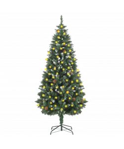 Albero di Natale Artificiale con luci a LED e Pigne 180 cm