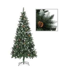 Albero di Natale Artificiale con luci a LED e Pigne 210 cm
