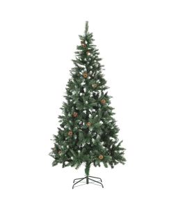 Albero di Natale Artificiale con luci a LED e Pigne 210 cm