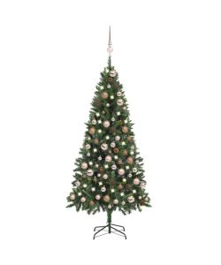 Set Albero Natale Artificiale con LED Palline e Pigne 180 cm