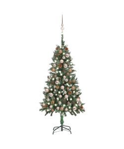 Set Albero Natale Artificiale con LED Palline e Pigne 150 cm