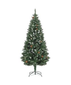 Set Albero Natale Artificiale con LED Palline e Pigne 180 cm