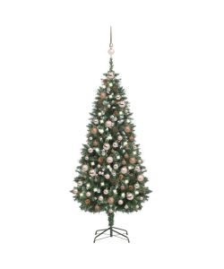 Set Albero Natale Artificiale con LED Palline e Pigne 180 cm