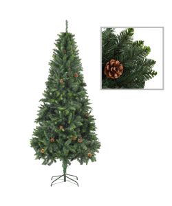 Set Albero Natale Artificiale con LED Palline e Pigne 210 cm