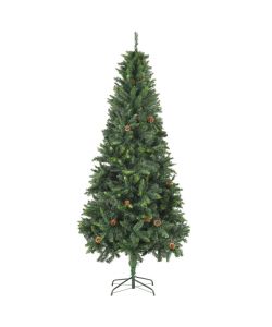 Set Albero Natale Artificiale con LED Palline e Pigne 210 cm