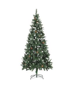 Set Albero Natale Artificiale con LED Palline e Pigne 210 cm