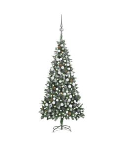 Set Albero Natale Artificiale con LED Palline e Pigne 210 cm