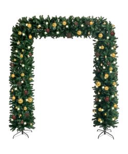Arco ad Albero di Natale con LED e set di Palline Verde 240 cm