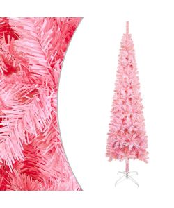 Set Albero Natale Slim con LED e Palline Rosa 180 cm PVC