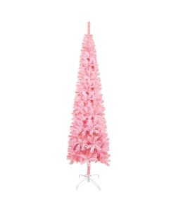 Set Albero Natale Slim con LED e Palline Rosa 180 cm PVC