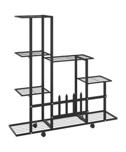 vidaXL Portapiante con Ruote - Nero - 94.5x25x92.5 cm