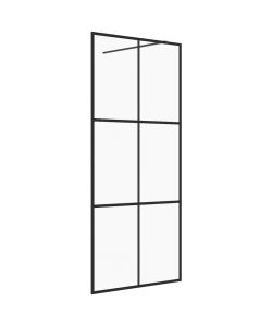Parete per Doccia Walk-in Vetro Trasparente ESG 90x195 cm Nera