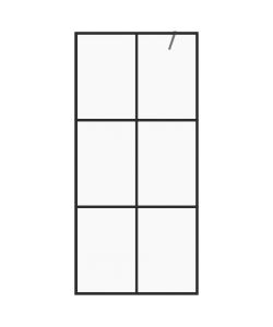 Parete per Doccia Walk-in Vetro Trasparente ESG 90x195 cm Nera