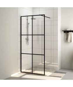 Parete per Doccia Walk-in Vetro Trasparente ESG 90x195 cm Nera
