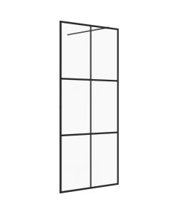 Parete per Doccia Walk-in Vetro Trasparente ESG Nera 100x195 cm