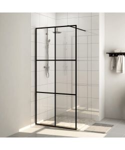 Parete per Doccia Walk-in Vetro Trasparente ESG Nera 100x195 cm