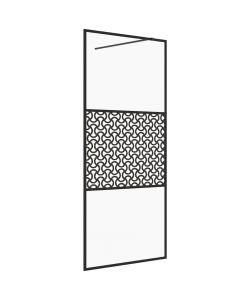 Parete per Doccia Walk-in Vetro Trasparente ESG 80x195 cm Nera