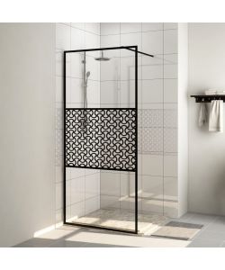Parete per Doccia Walk-in Vetro Trasparente ESG 80x195 cm Nera