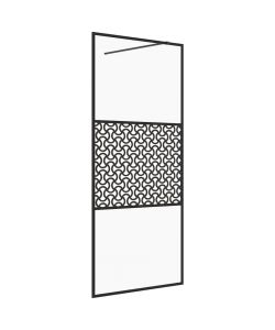 Parete per Doccia Walk-in Vetro Trasparente ESG 90x195 cm Nera