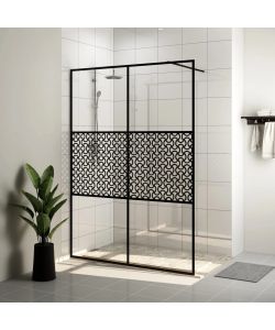 Parete per Doccia Walk-in Vetro Trasparente ESG 140x195cm Nera