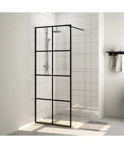 Parete per Doccia Walk-in Vetro Trasparente ESG 80x195 cm Nera