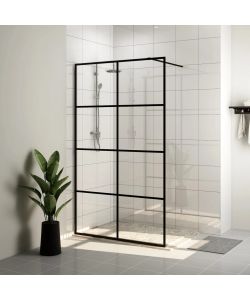 Parete per Doccia Walk-in Vetro Trasparente ESG 90x195 cm Nera
