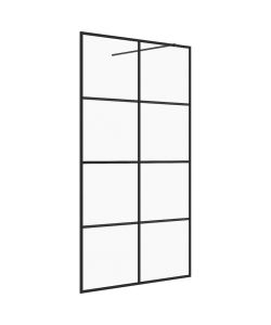 Parete per Doccia Walk-in Vetro Trasparente ESG 100x195cm Nera