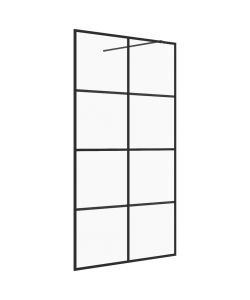 Parete per Doccia Walk-in Vetro Trasparente ESG 115x195cm Nera