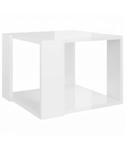 Tavolino da Salotto Bianco Lucido 40x40x30 cm Legno Multistrato