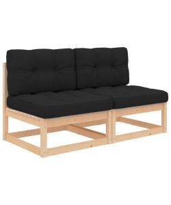 Divani Centrali da Giardino con Cuscini 2 pz in Legno di Pino