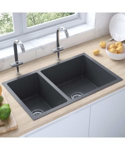 Lavello da Cucina Nero in Acciaio Inossidabile