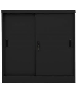 vidaXL Armadietto Ufficio Anta Scorrevole Nero 90x40x90cm in Acciaio