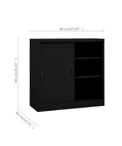 vidaXL Armadietto Ufficio Anta Scorrevole Nero 90x40x90cm in Acciaio