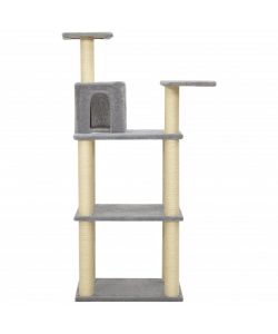 Albero per Gatti con Tiragraffi in Sisal Grigio Chiaro 119 cm 171809