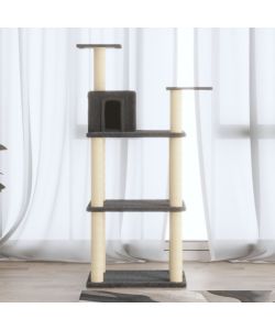 Albero per Gatti con Tiragraffi in Sisal Grigio Scuro 119 cm
