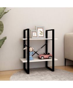 Libreria a 2 Ripiani Bianca 60x30x70 cm in Massello di Pino