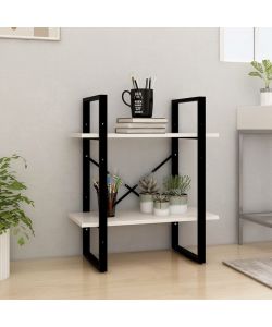Libreria a 2 Ripiani Bianca 60x30x70 cm in Massello di Pino