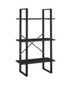 Scaffale Nero 60x30x105 cm in Legno Massello di Pino