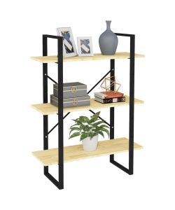 Libreria a 3 Ripiani 80x30x105 cm in Legno Massello di Pino